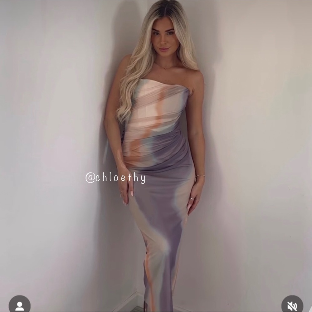 Zara STRAPLESS PRINTED TULLE DRESS - Picture 11 of 16